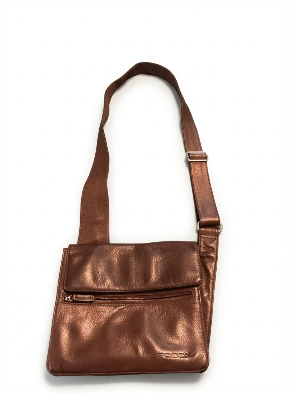 Vintage Fossil Genuine Brown Leather Flap Crossbody Bag